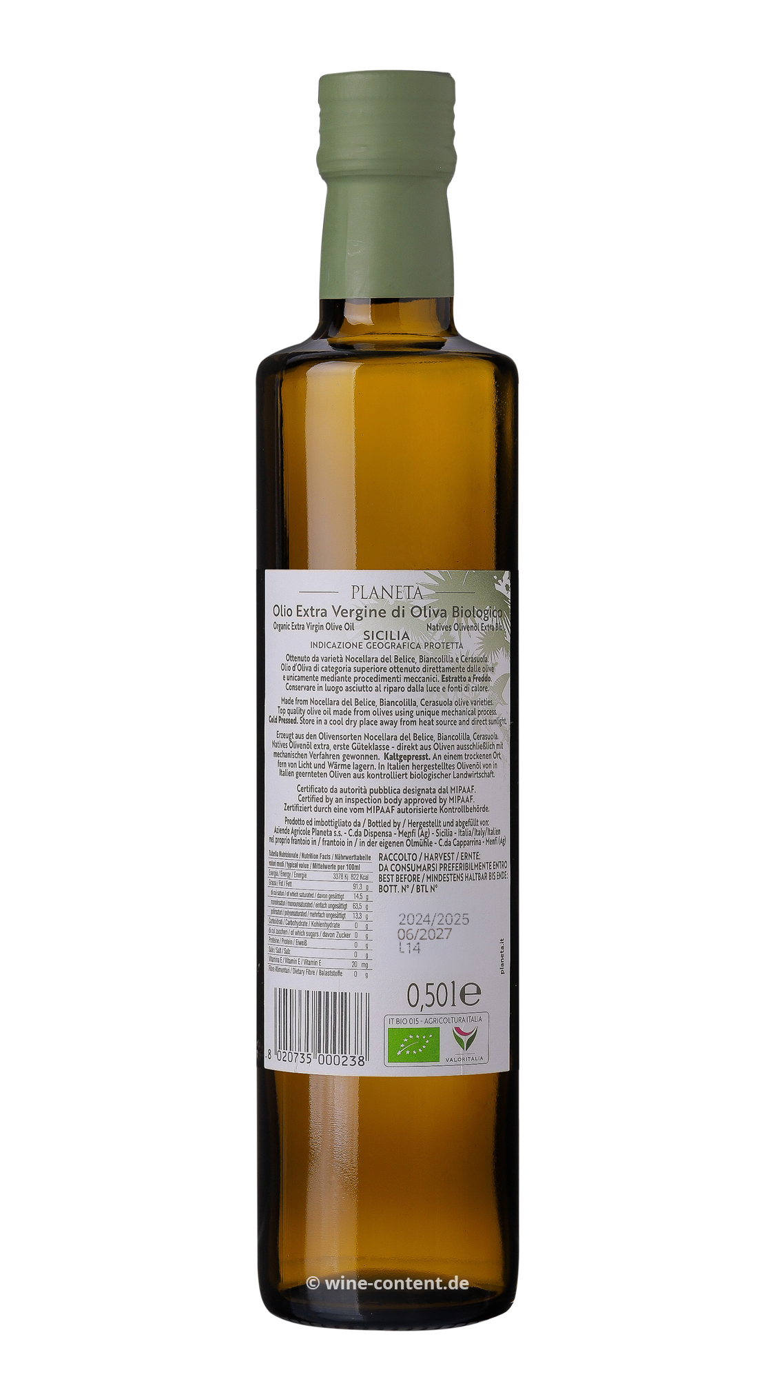 6er-Sparpaket 0,5 L Olivenöl Extra Vergine Sicilia 2024 Bio